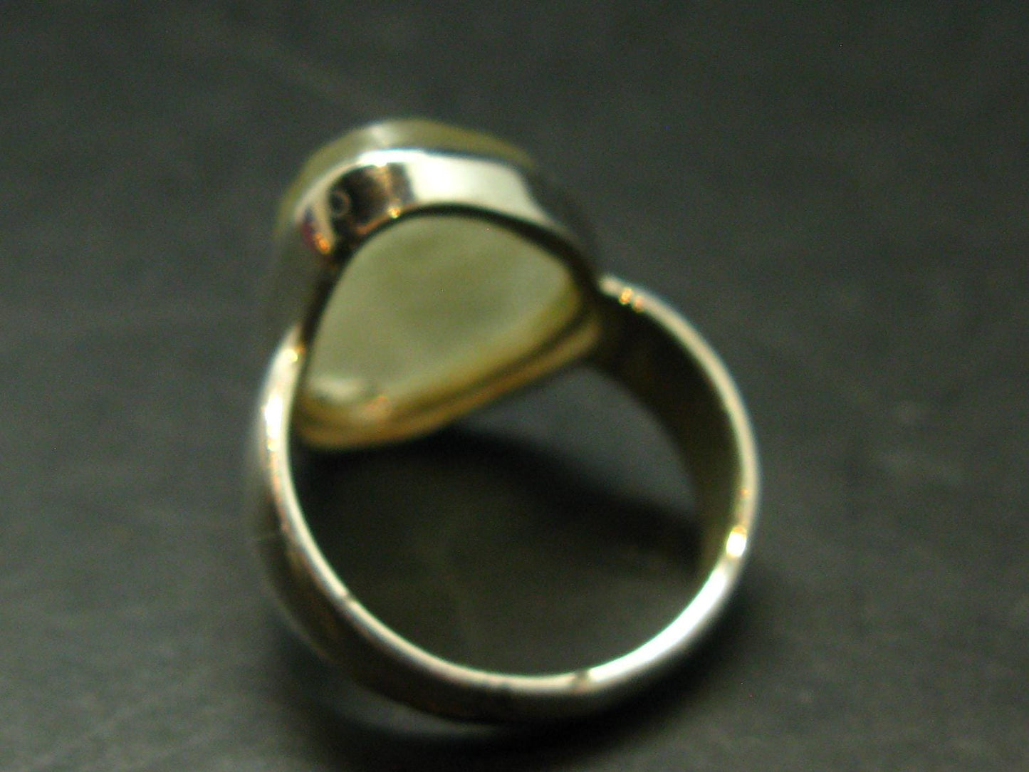 Natural Gem Raw Libyan Desert Glass Tektite Sterling Silver Ring from Libya - Size 9.75 - 9.0 Grams