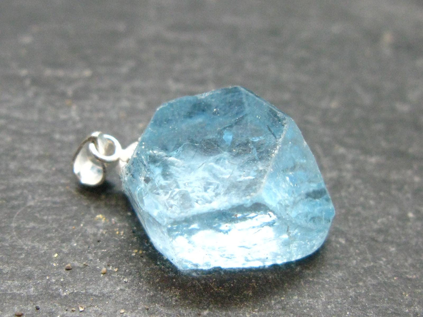 Natural Blue Topaz Crystal Silver Pendant From Russia - 1.0" - 28.10 Carats