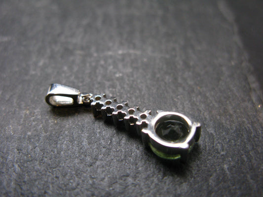 Moldavite Tektite Silver Pendant from Czech Republic - 1.0" - 1.49 Grams
