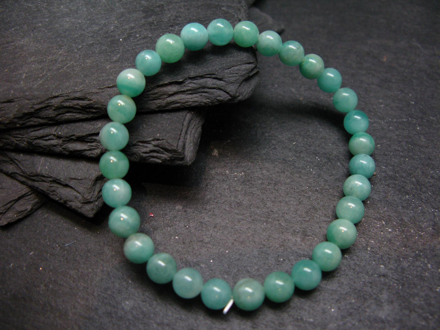 Emerald Gem Genuine Bracelet ~ 7 Inches ~ 6mm Round Beads