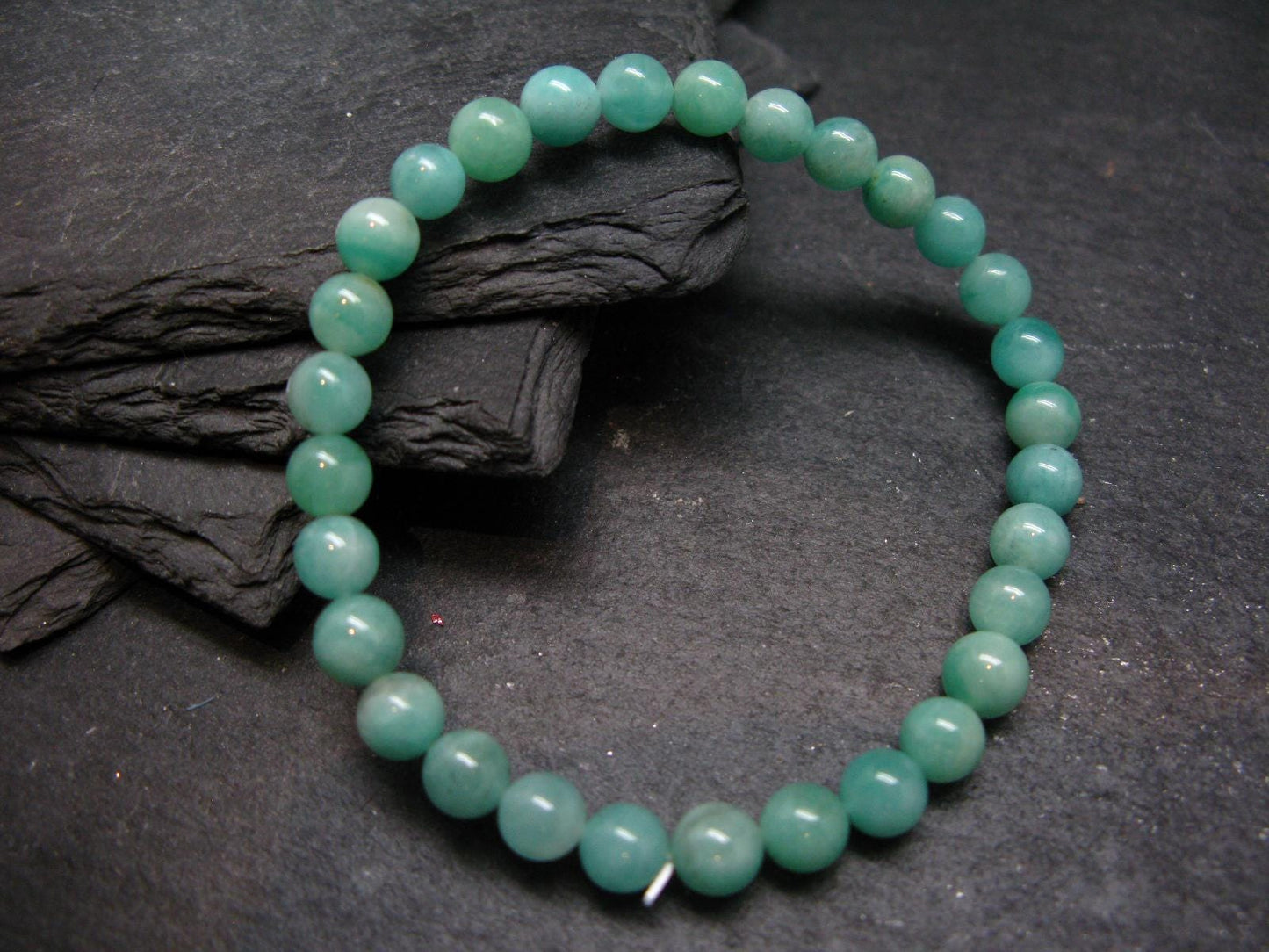 Emerald Gem Genuine Bracelet ~ 7 Inches ~ 6mm Round Beads