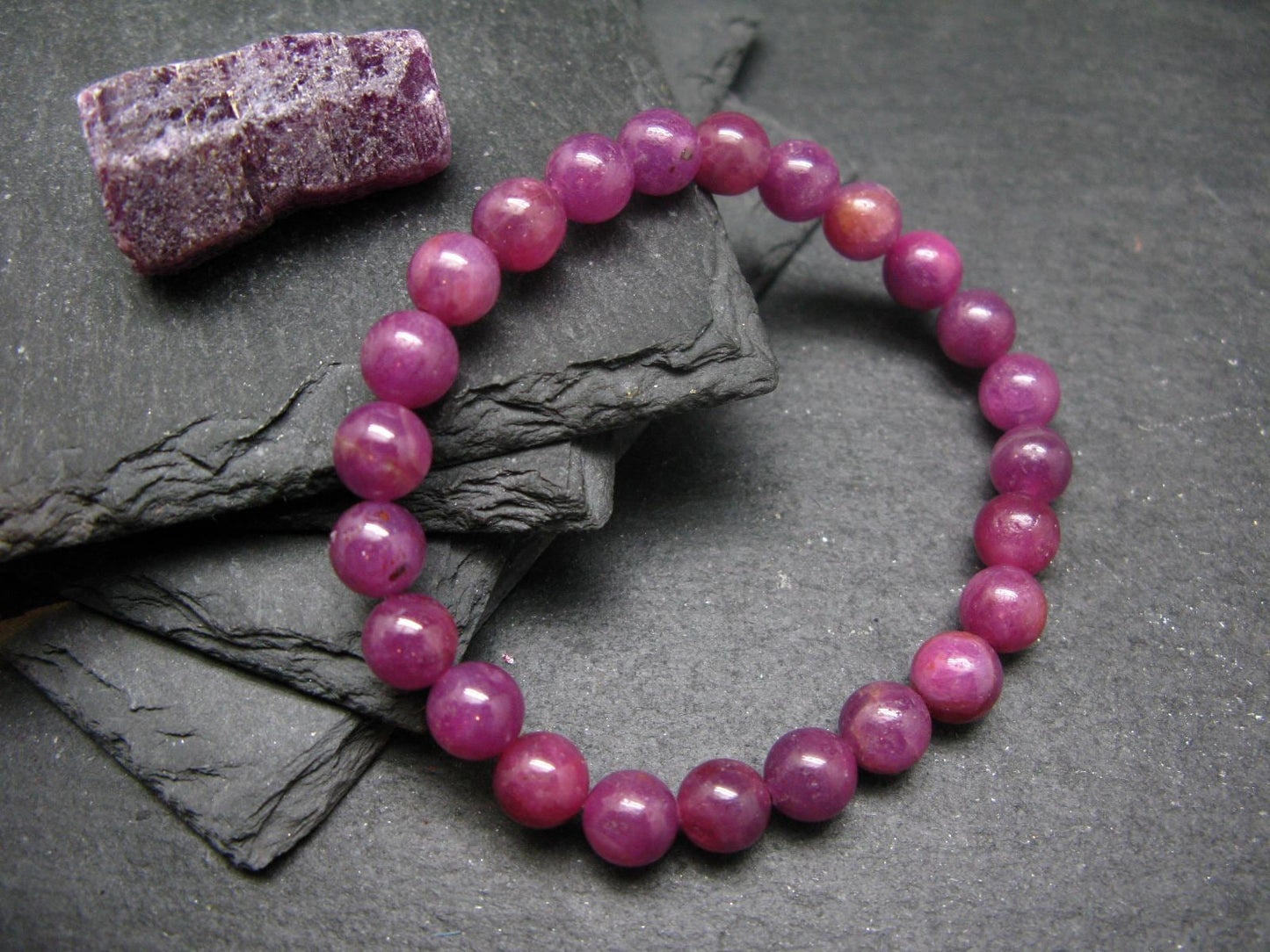 AAA Grade Ruby Genuine Bracelet ~ 7 Inches ~ 8mm Round Beads