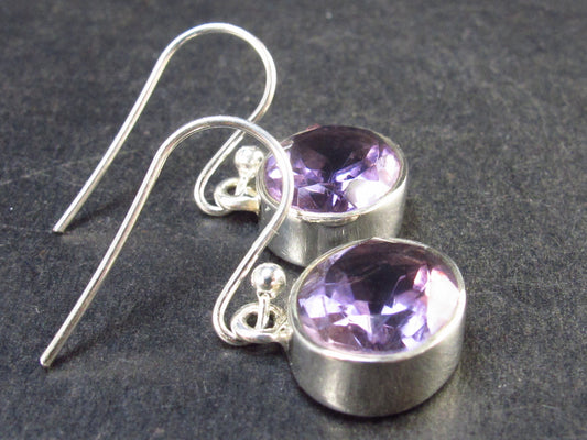 Orchid St. Valentine Gem!! Faceted Natural Amethyst 925 Sterling Silver Drop Earrings - 0.9" - 4.5 Grams