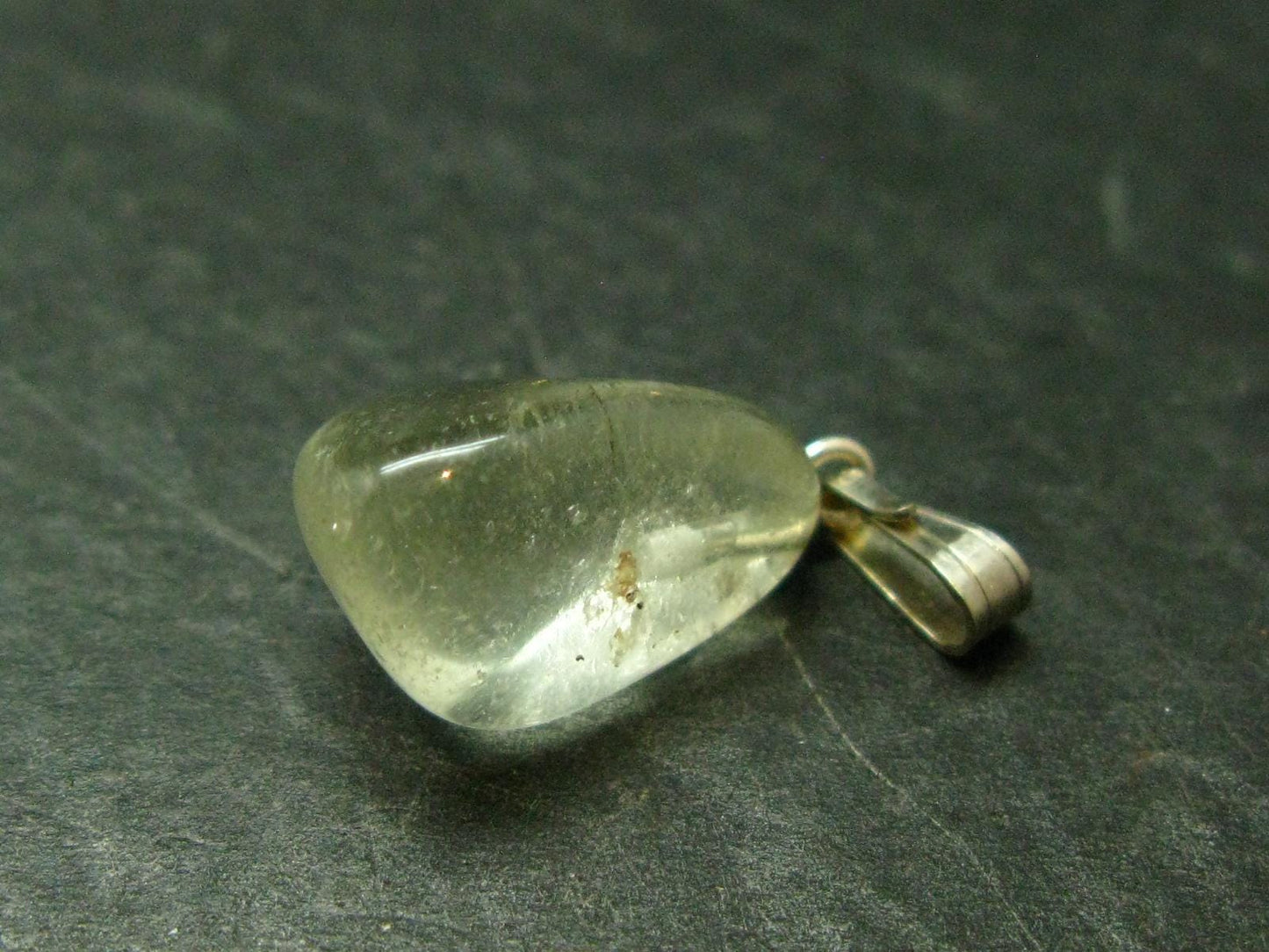 Gem Libyan Desert Glass Tektite Pendant Sterling Silver from Libya - 1.0" - 1.9 Grams