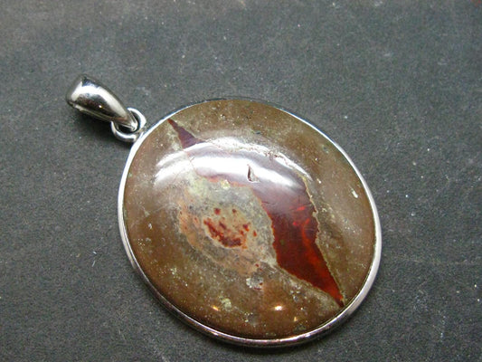 Fire Opal Sterling Silver Pendant From Mexico - 1.4" - 5.68 Grams