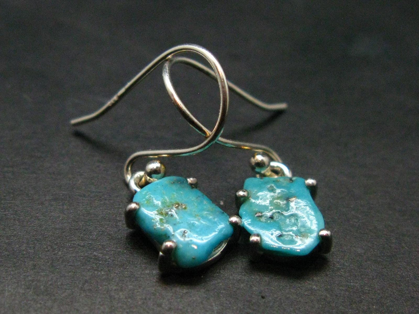 Nice Raw Natural Turquoise Sterling Silver Earrings from Mexico - 1.53 Grams