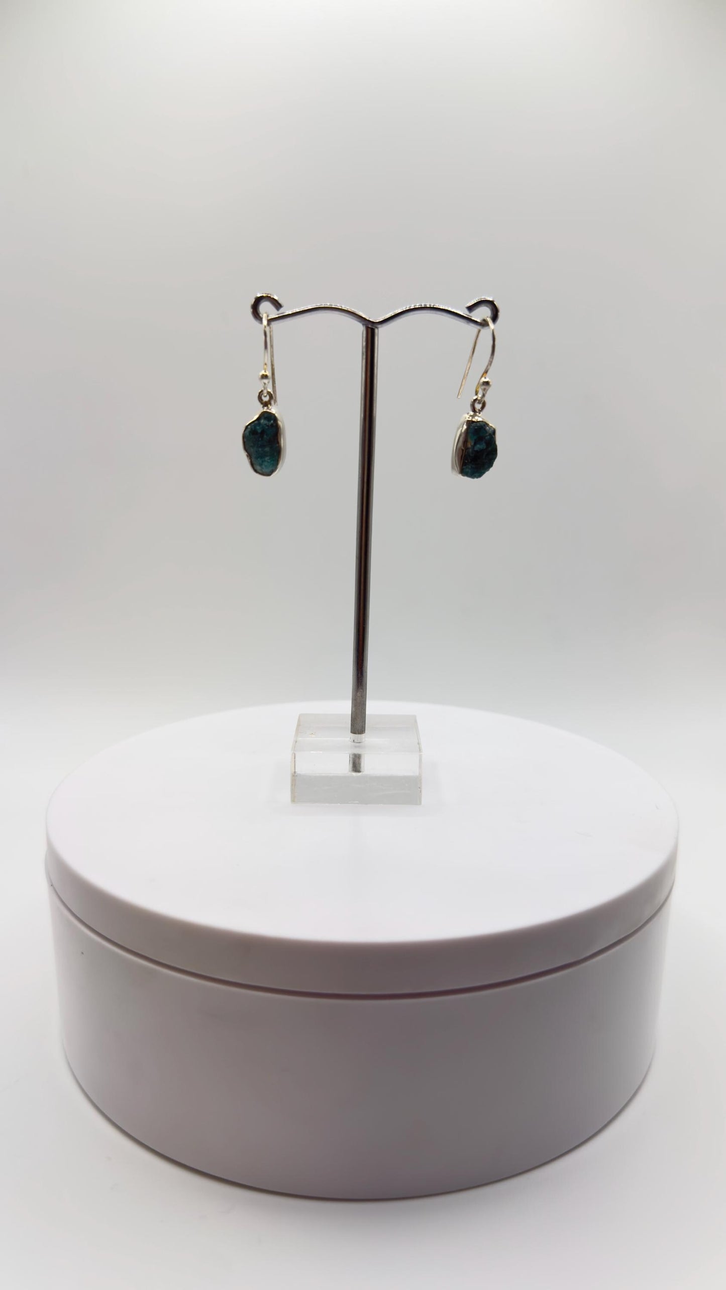 Grandidierite Earrings Blue Green Gemstone Dangle Earrings Raw Stone Silver Jewelry Gift