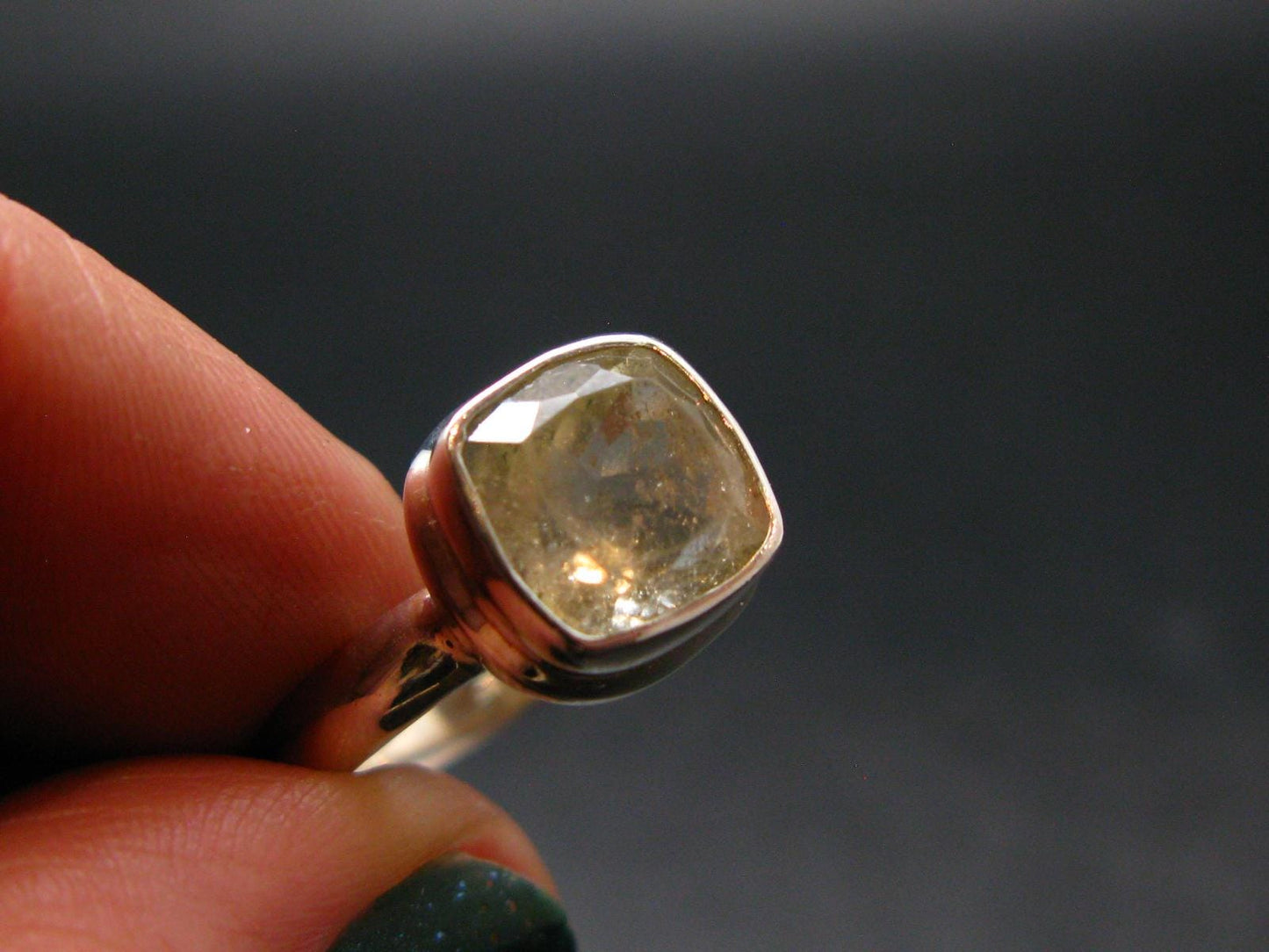 Libyan Desert Glass Tektite Sterling Silver Ring from Libya - Size 9 - 3.89 Grams