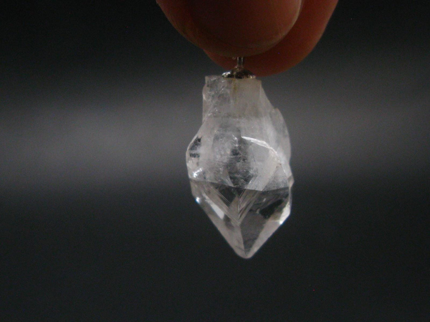 Clear Apophylite Apophyllite Crystal Silver Pendant From India - 1.1" - 2.86 Grams