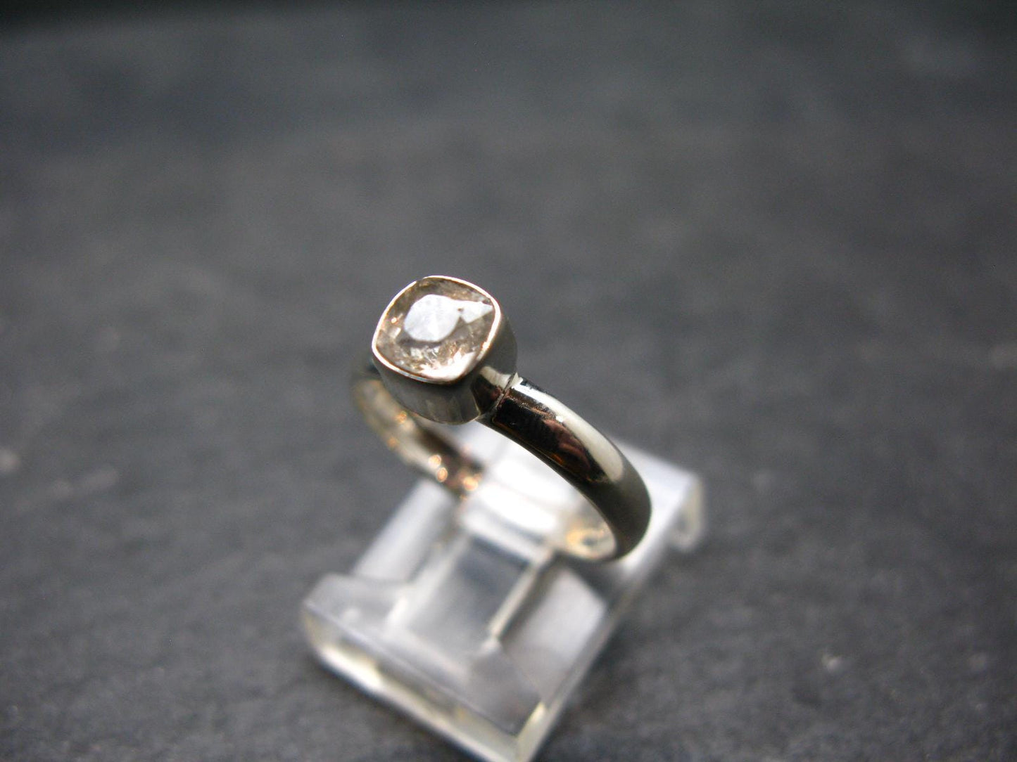 Phenakite Phenacite Crystal Facetted Silver 0.65 Carats Ring From Russia - Size 68 - 1.77 Grams