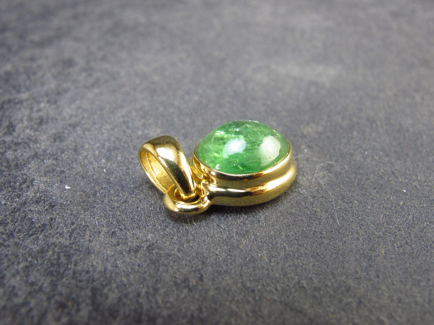 Tsavorite Green Garnet Gold Plated Silver Pendant from Tanzania - 0.7" - 1.76 Grams
