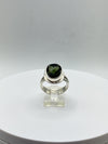 Faceted Moldavite Sterling Silver Ring | Czech Tektite, Size 10