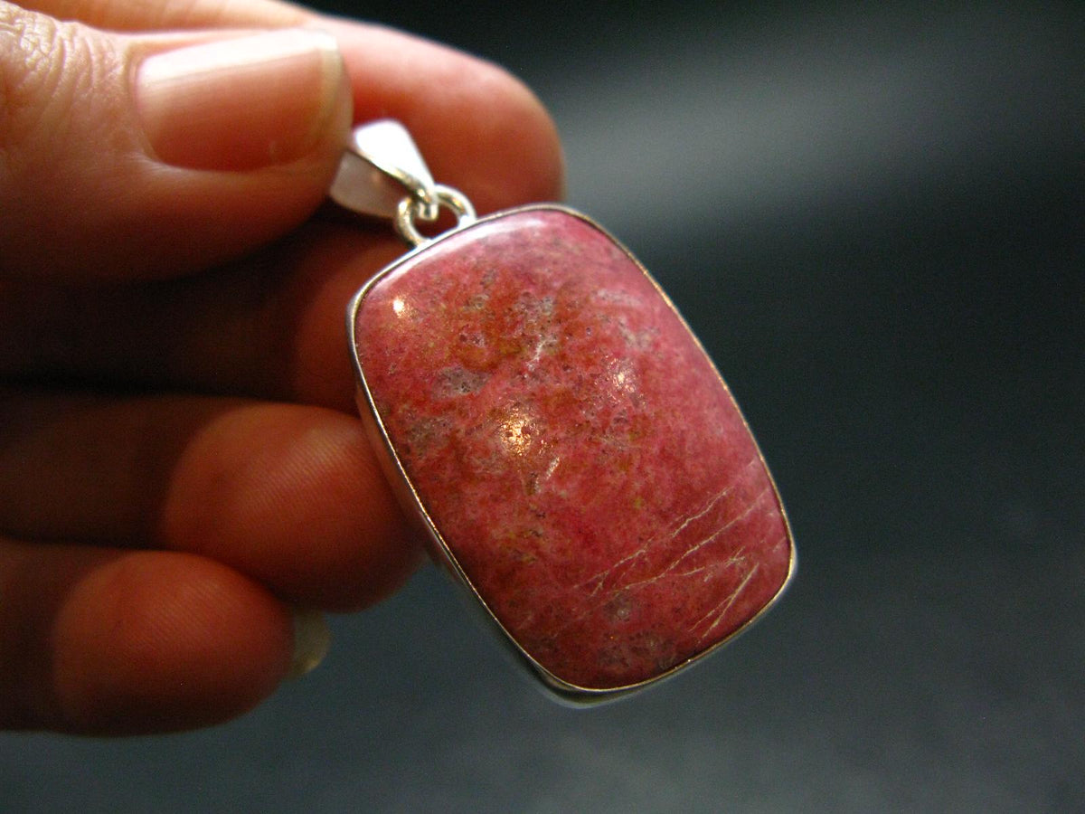 Thulite Silver Plated Pendant From Norway - 1.7" - 7.50 Grams