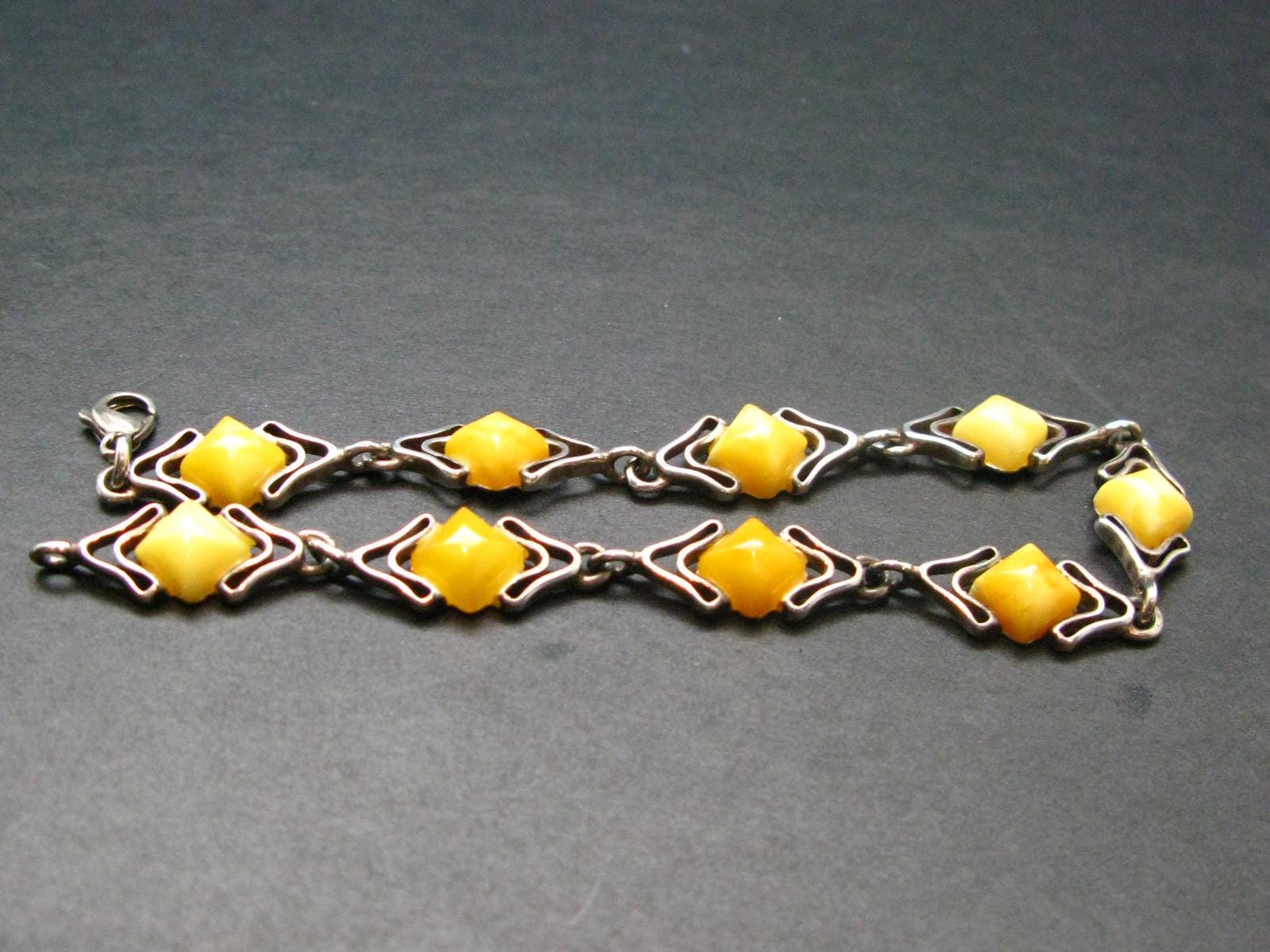 Natural Baltic Amber 925 Silver Bracelet - Size 7.5 Inches