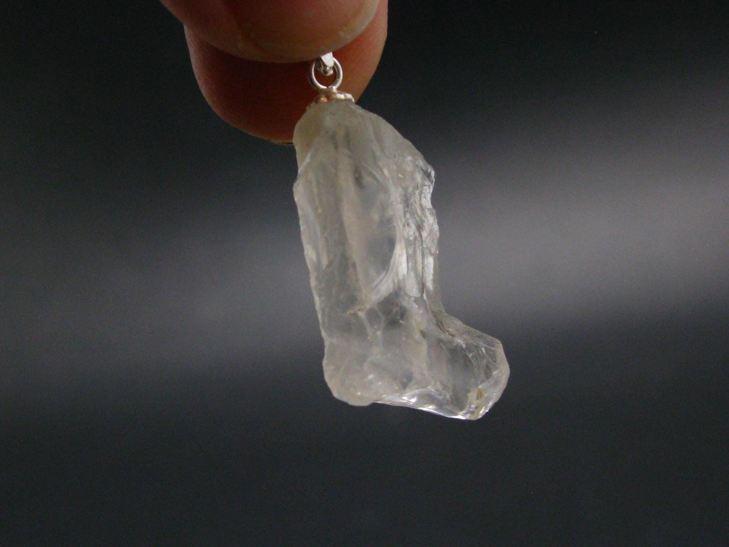 Clear Petalite Crystal Silver Pendant from Brazil - 1.3" - 3.63 Grams