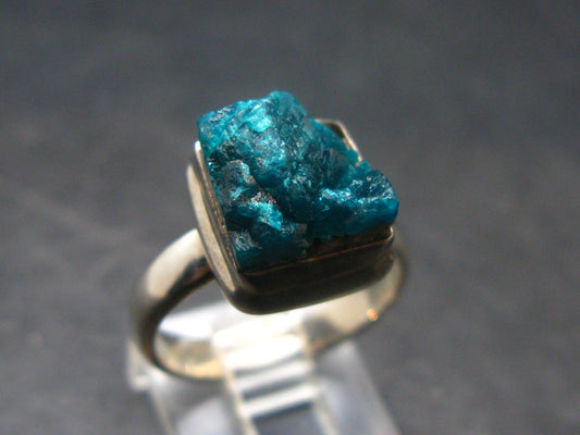 Emerald Green Dioptase Crystal Silver Ring from Congo - 5.18 Grams - Size 7