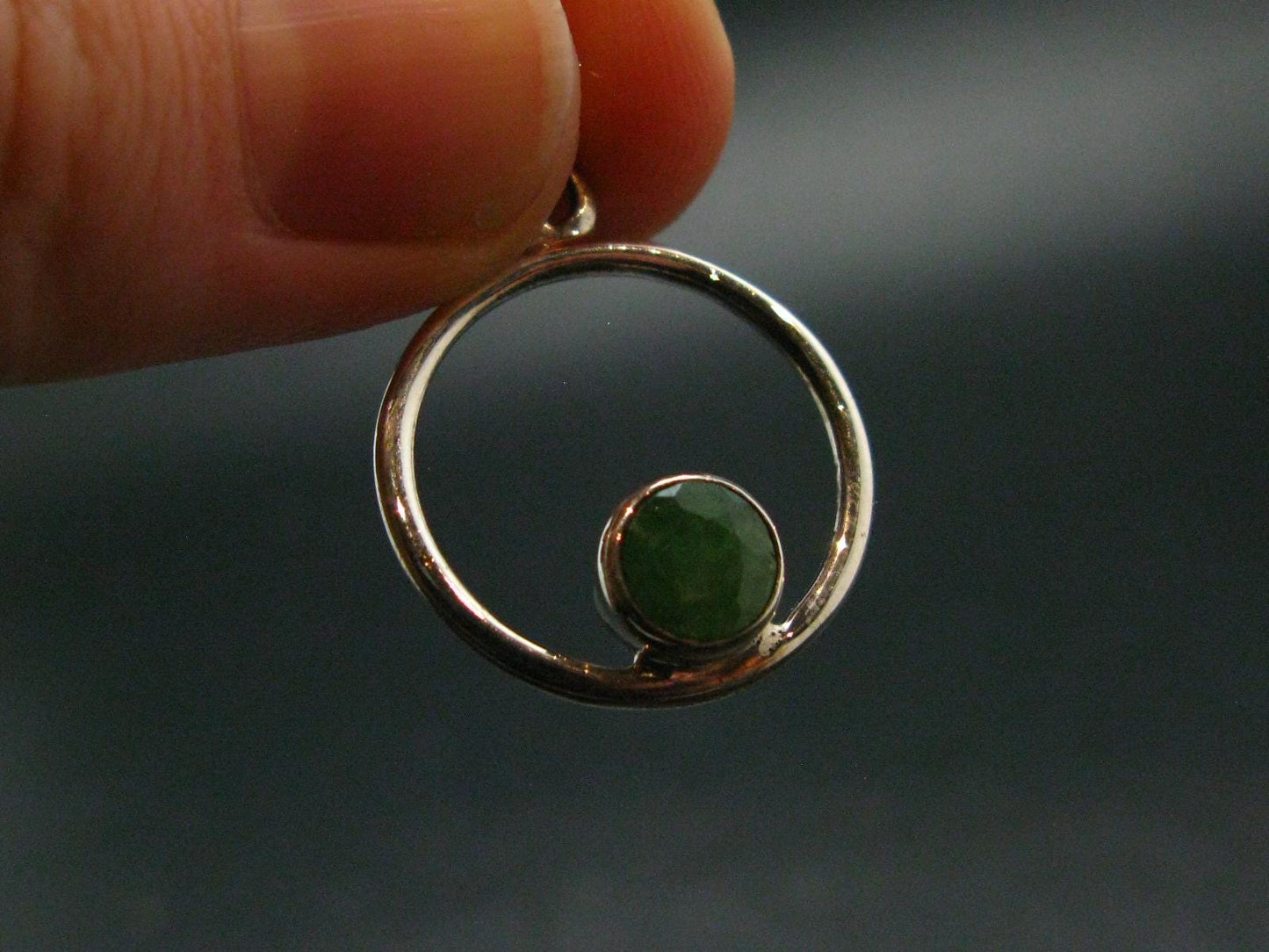 Tsavorite Faceted Green Garnet Sterling Silver Pendant From Tanzania - 2.78 Grams - 1.2"