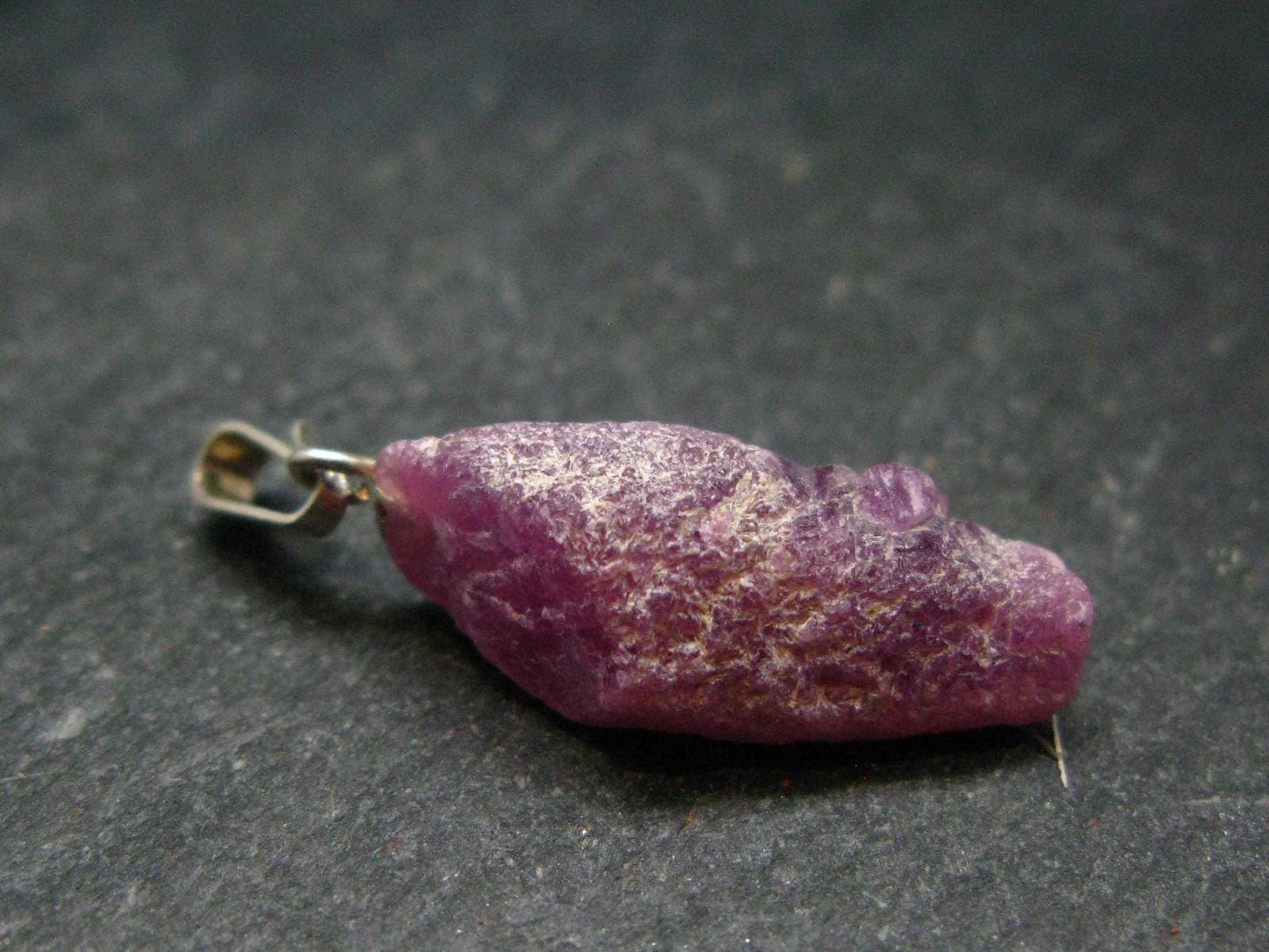 Rare Ruby Crystal Silver Pendant from India - 1.2"