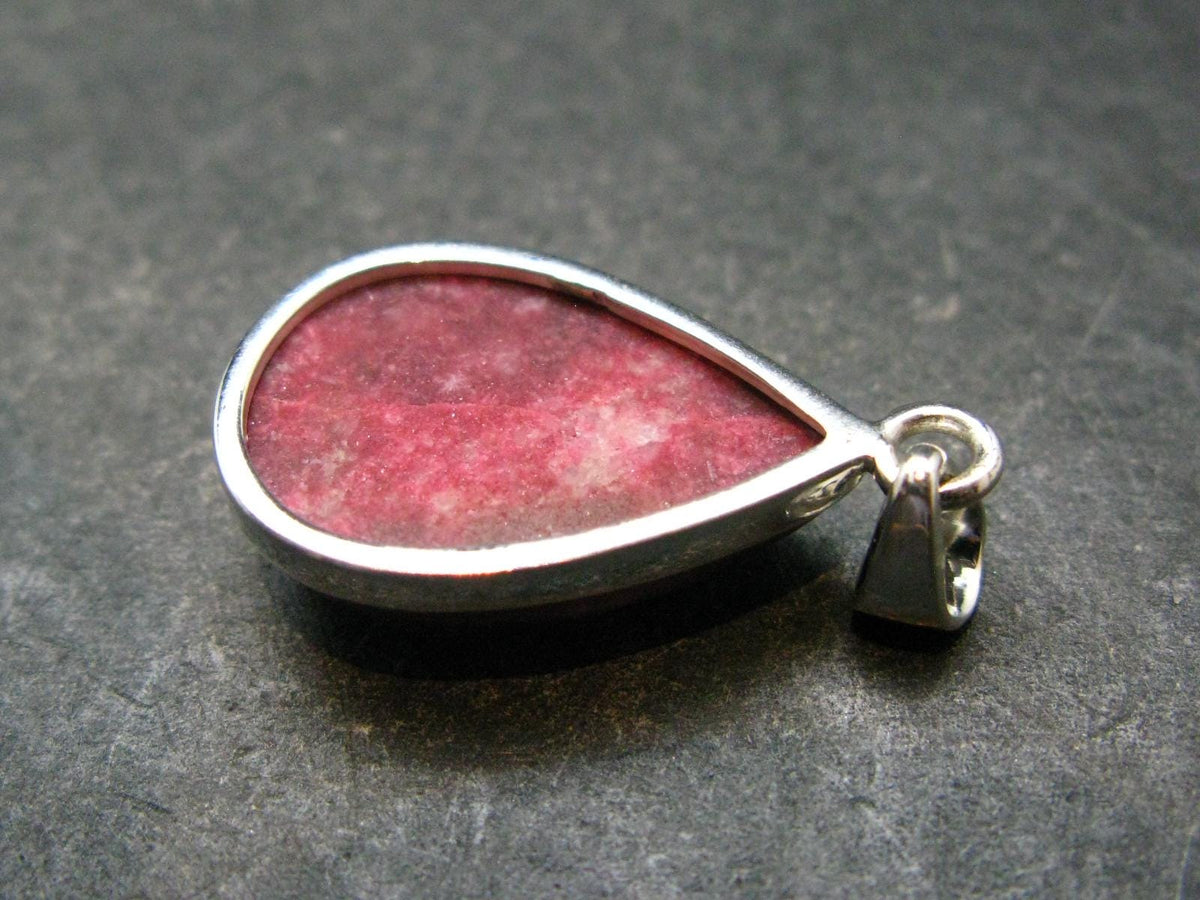Thulite Silver Plated Pendant From Norway - 1.2" - 4.04 Grams