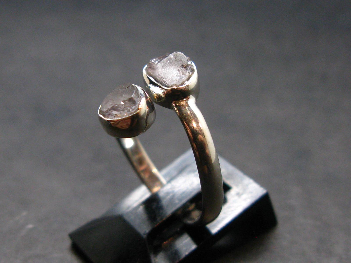 Gray Herderite Silver Ring from Africa - Size 7 - 1.94 Grams