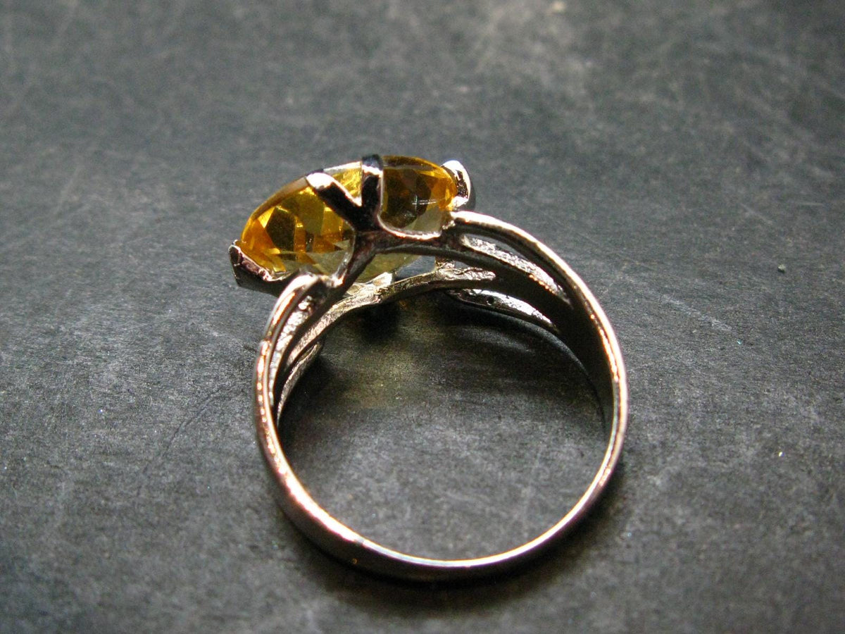 Stone of Success!! Natural Golden Yellow Citrine Faceted Sterling Silver Ring - Size 8.5 - 4.0 Grams