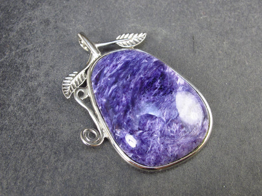 Rare High-Quality Charoite Pendant in SS From Russia - 1.7" - 12.9 Grams