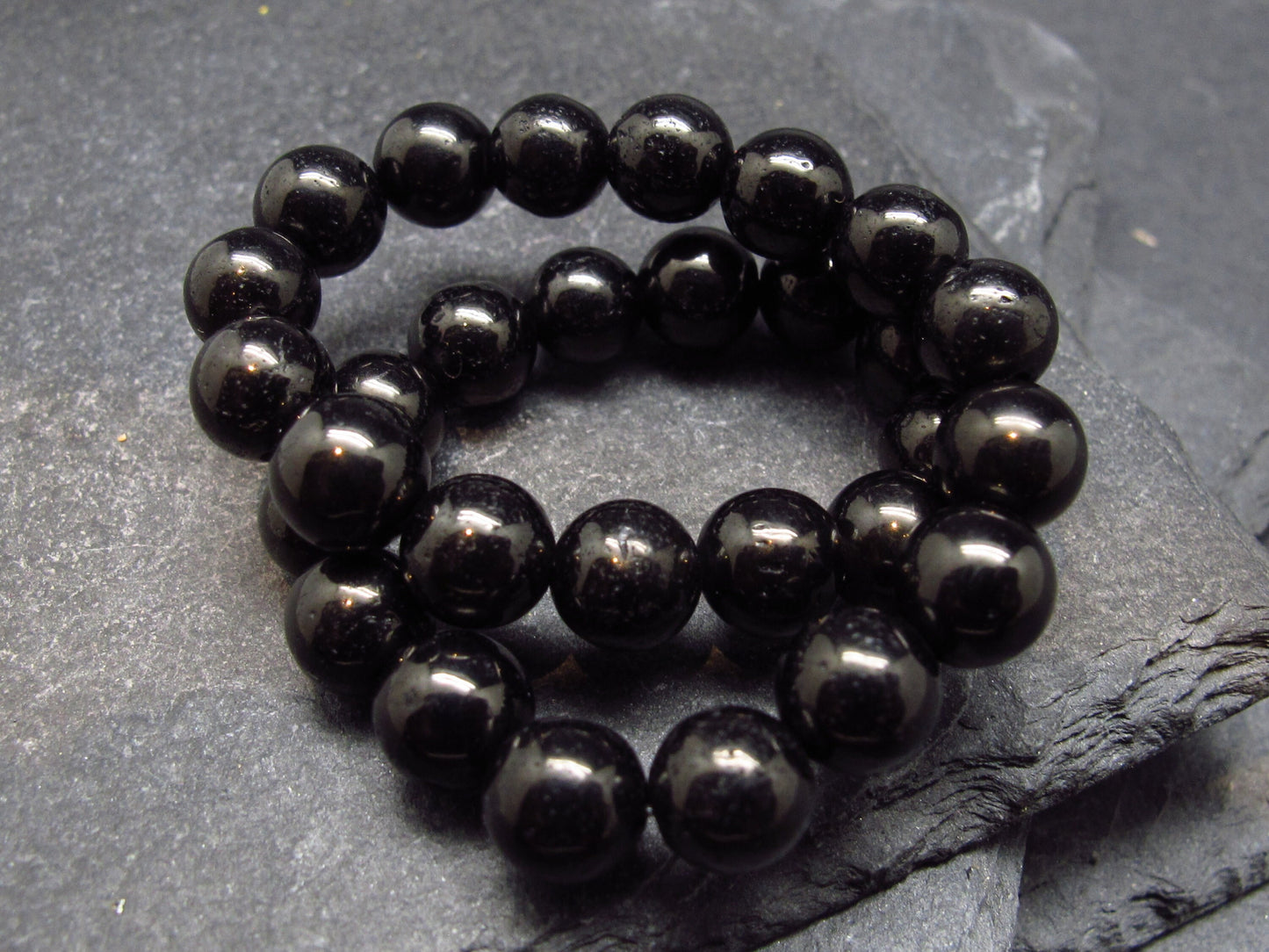 Whitby Jet Genuine Bracelet From UK ~ 7 Inches ~ 6mm Round Beads