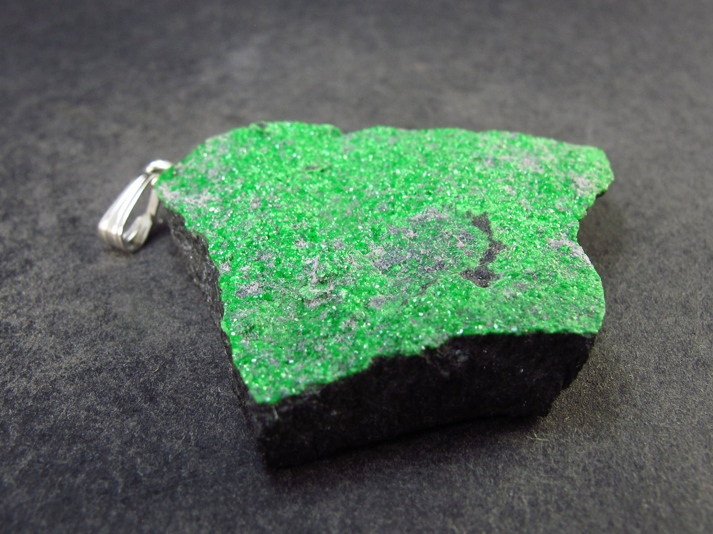 Uvarovite (Green Chromium Garnet) Cluster Silver Pendant From Russia - 1.9" - 22.3 Grams