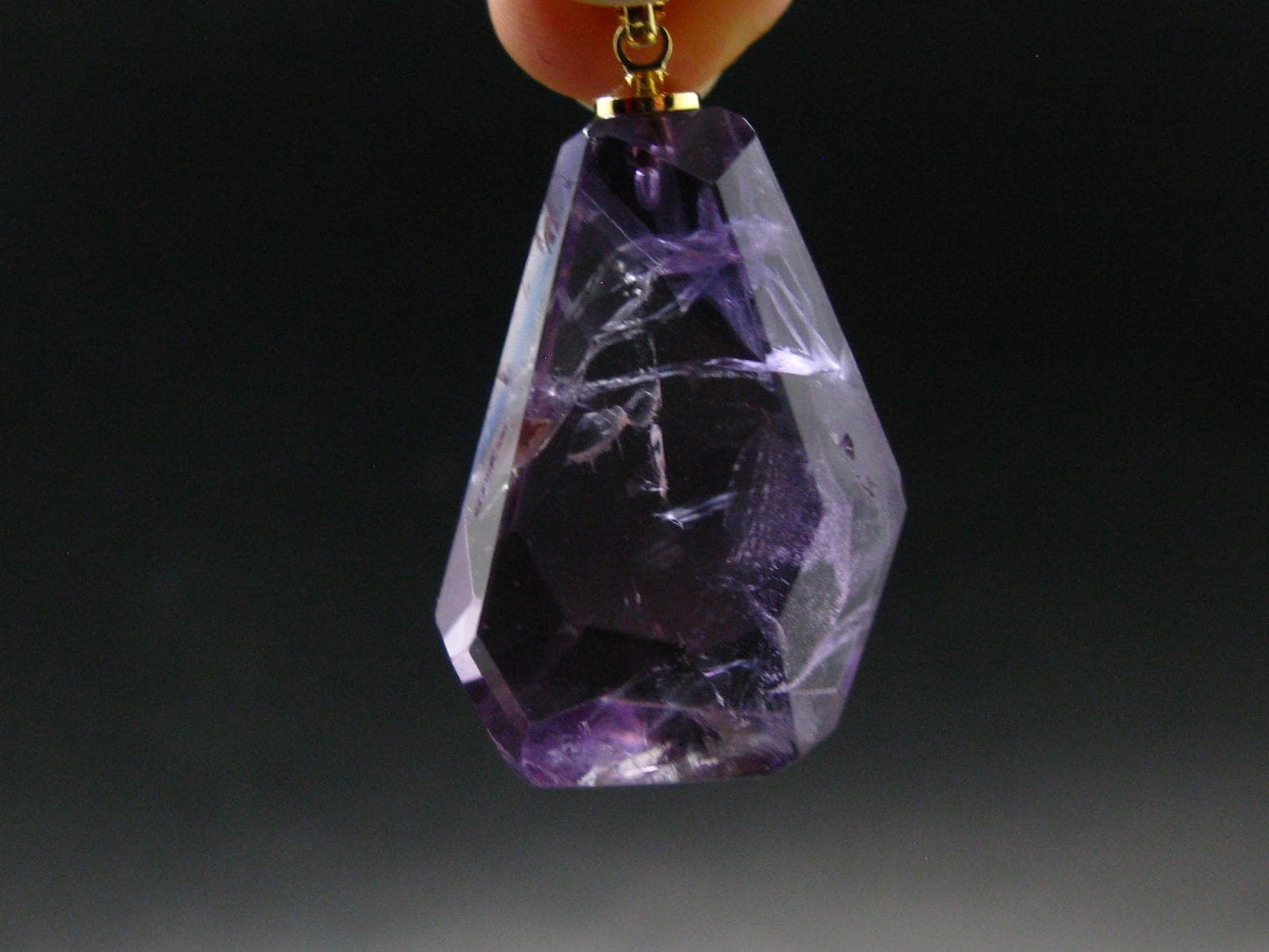 Amethyst Sterling Silver Gold Plated Pendant From Brazil - 1.5" - 10.87 Grams
