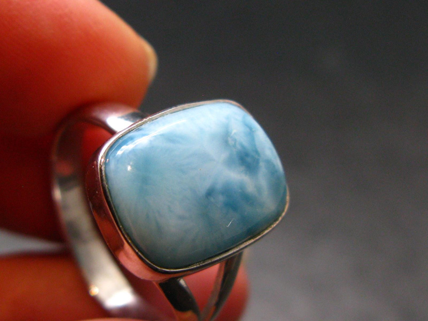Larimar AAA Quality Sterling Silver Ring - Size 8.75 - 4.81 Grams