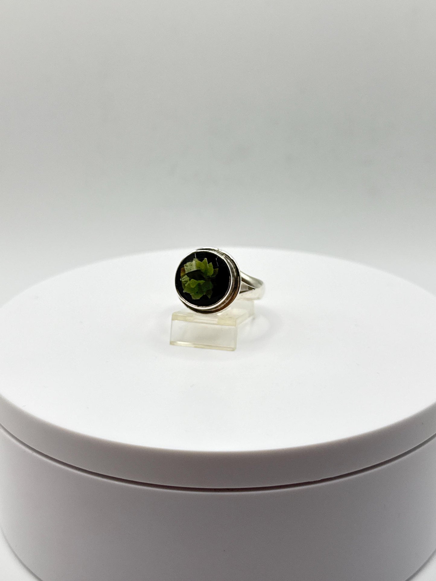 Natural Moldavite Ring | Genuine Green Tektite from Czech Republic | Transformation & Healing Crystal Jewelry - Size 9.5
