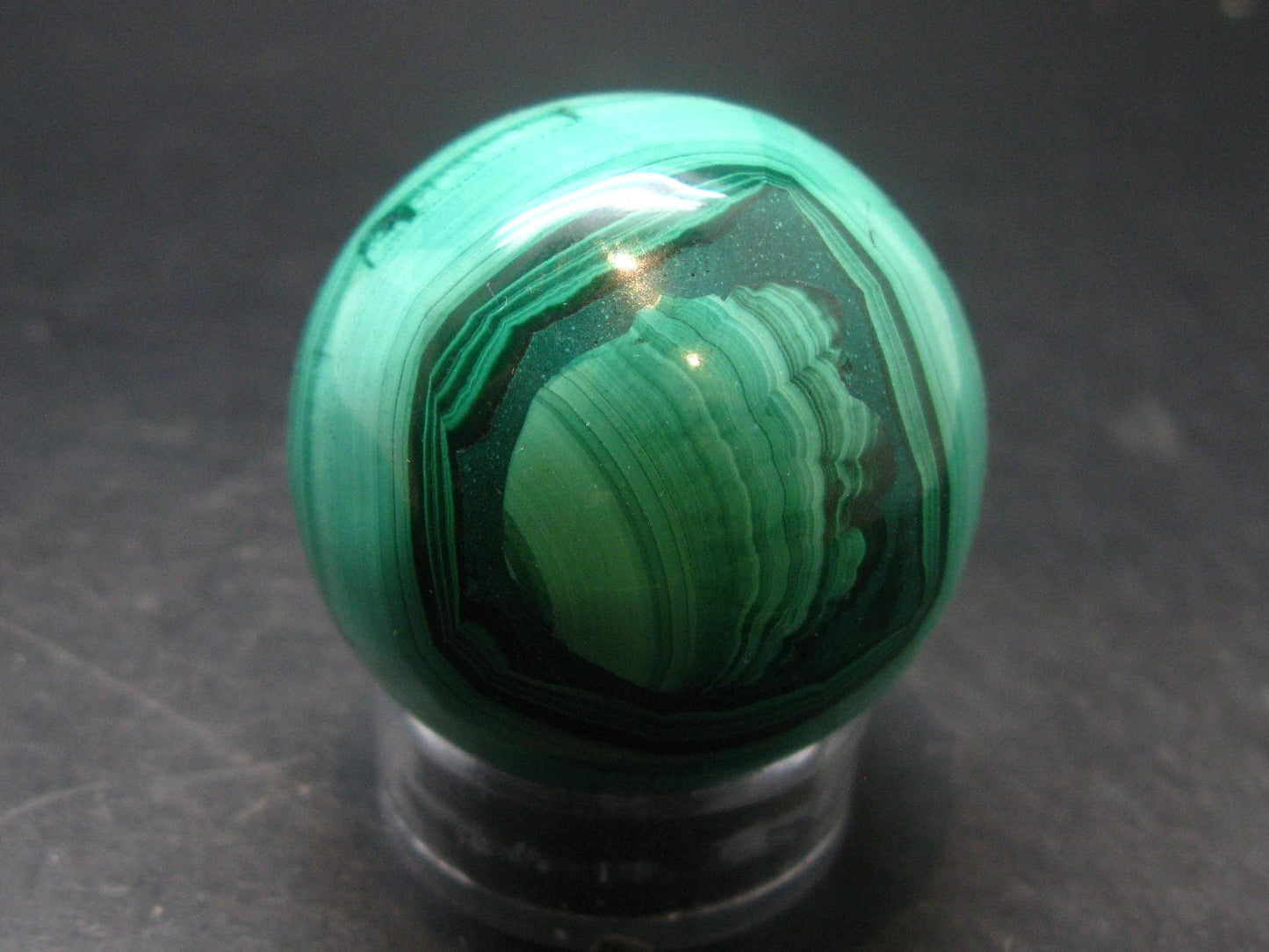 Amazing Rich Vivid Vibrant Green Malachite Sphere Ball From Congo - 1.6"