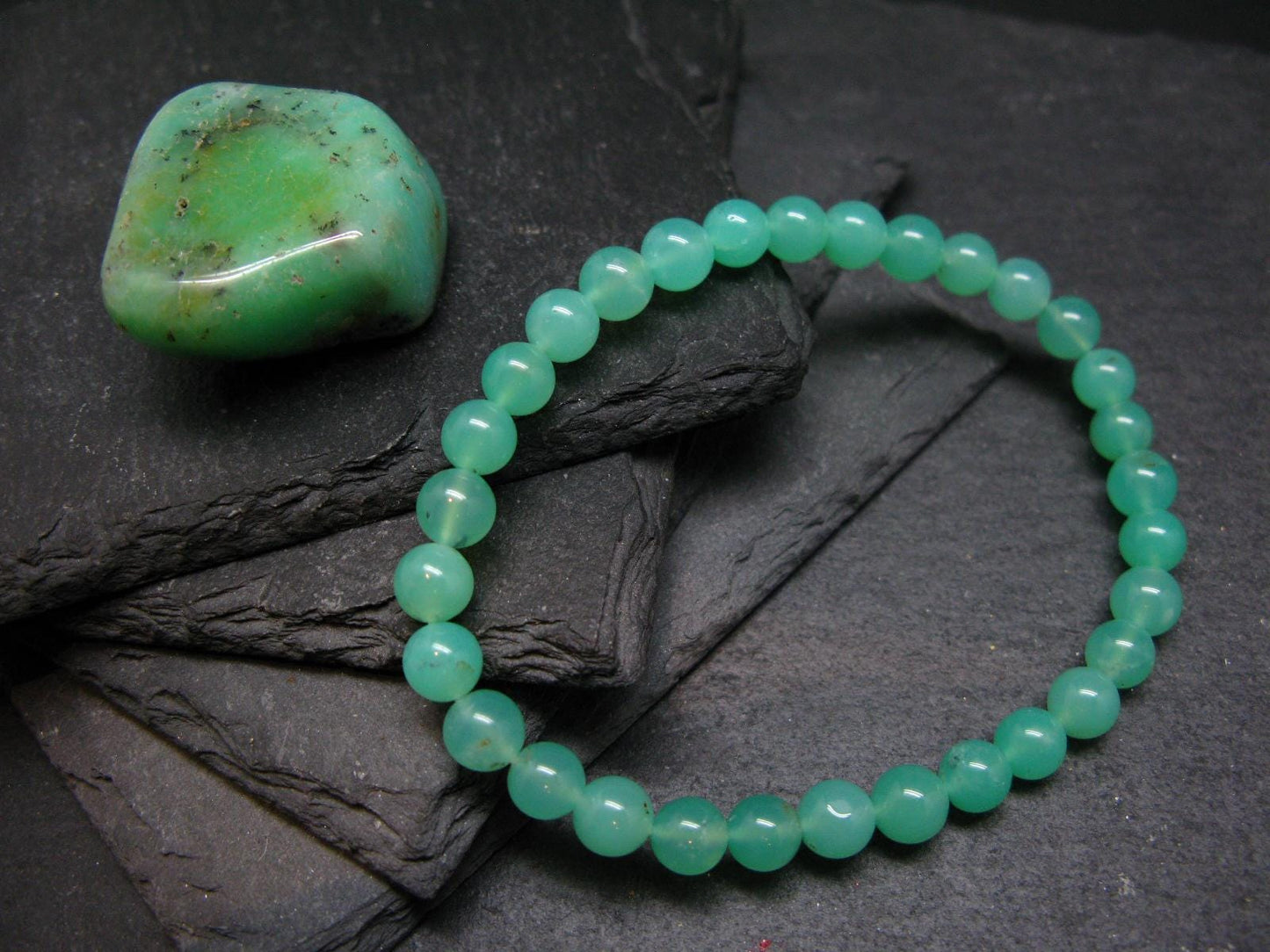 Chrysoprase Genuine Bracelet ~ 7 Inches ~ 6mm Round Beads