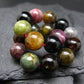 Gem Watermelon Bicolor Tourmaline Genuine Bracelet ~ 7 Inches ~ 12mm Round Beads