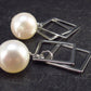 Cultured Freshwater White Pearl Dangle 925 Silver Earrings - 1.3"