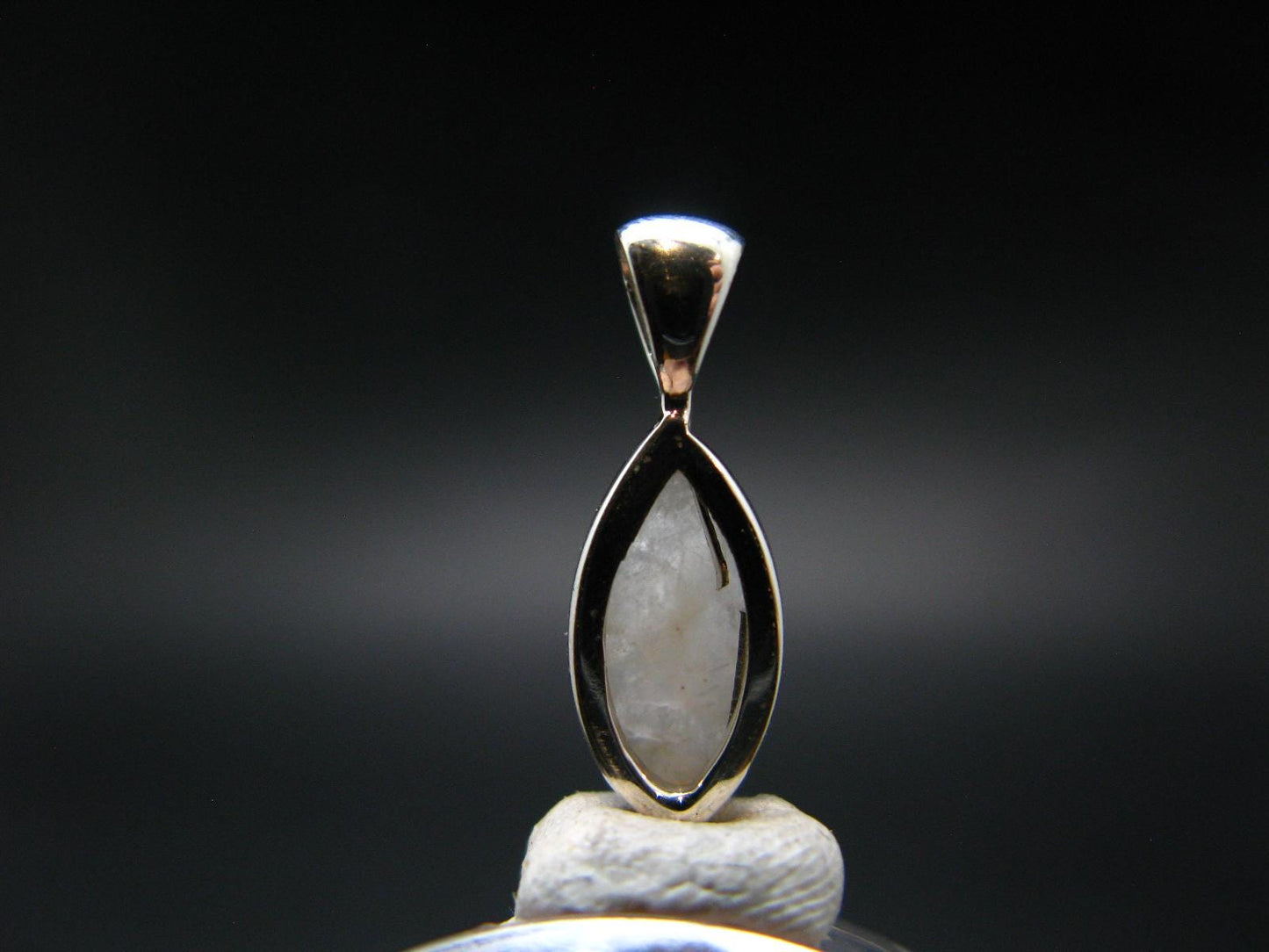 Raw Rare Natrolite Crystal Silver Pendant From Russia - 0.7" - 1.08 Grams