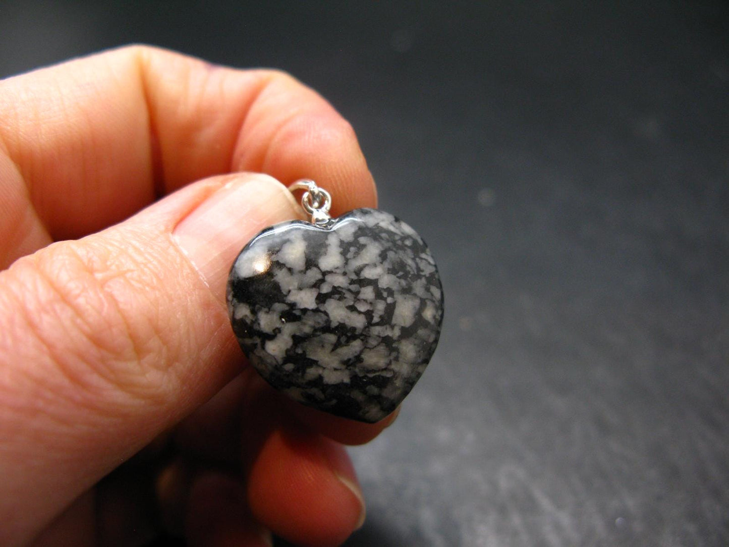 Rare Impactite Silver Heart Pendant From Norway - 1.1"