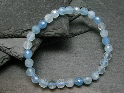 Aquamarine Genuine Bracelet ~ 7 Inches ~ 6mm Facetted Beads