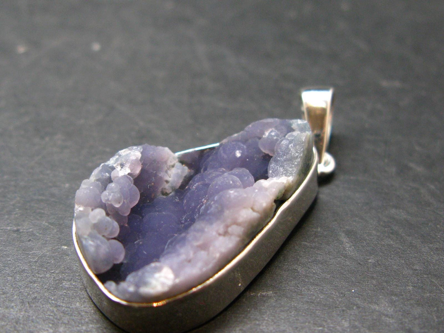 Purple Grape Agate Cluster Silver Pendant From Indonesia - 1.7" - 9.22 Grams