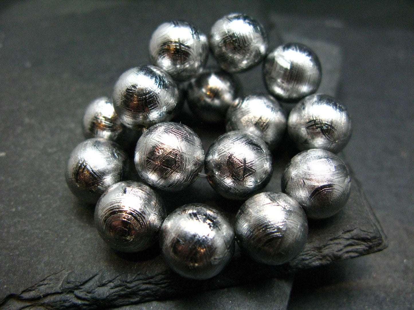 Meteorite Muonuonolusta Genuine Bracelet ~ 7 Inches ~ 12mm Round Beads