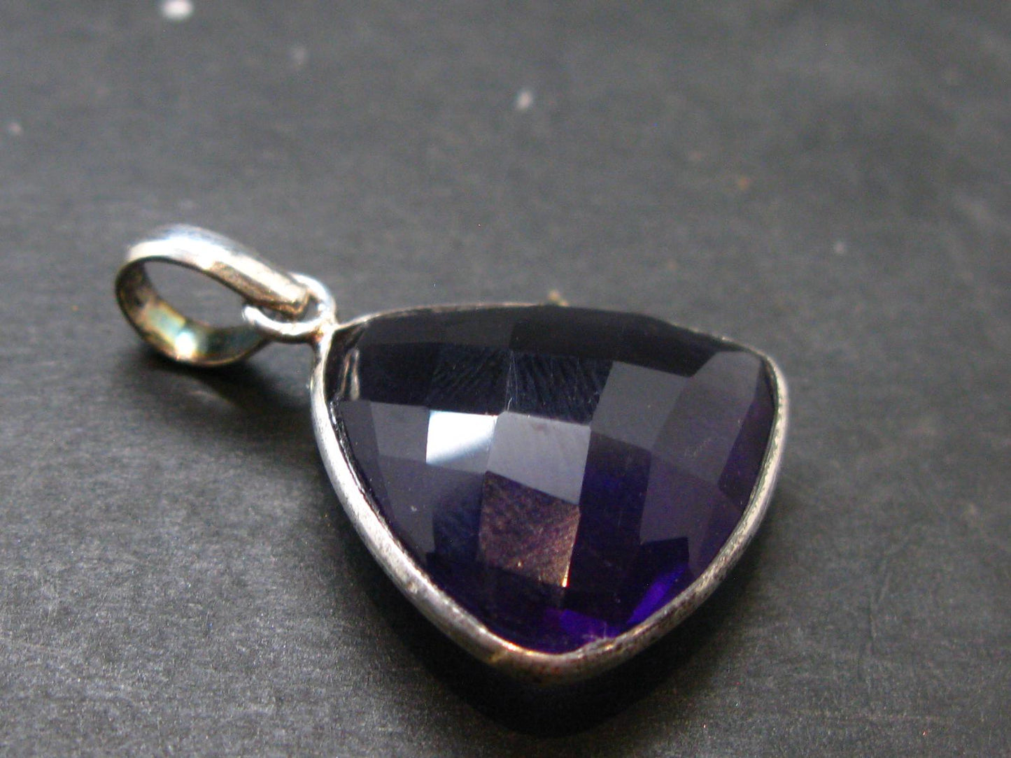 Large Genuine Rich Purple Amethyst Sterling Silver Pendant From Brazil - 1.1" - 4.0 Grams