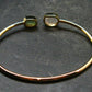 Herkimer Diamond & Moldavite Gold Plated Silver Twister Bracelet - Size Adjustable - 6.07 Grams
