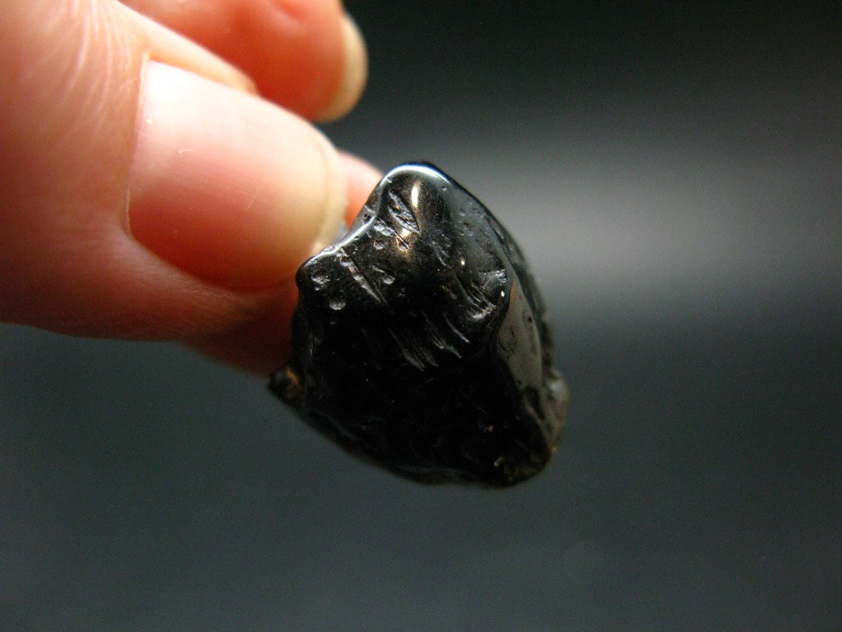 Tibetan Black Tektite Silver Pendant From Tibet - 0.8" - 3.37 Grams