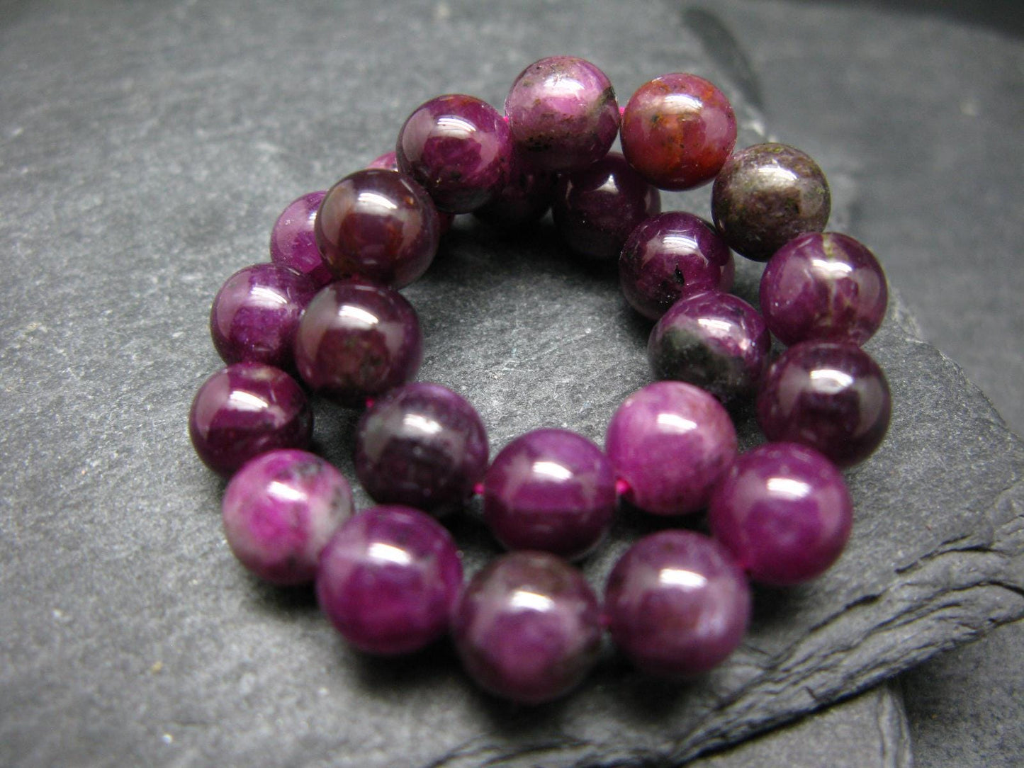 Ruby Genuine Bracelet ~ 7 Inches ~ 8mm Round Beads