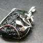 Gem Moldavite Tektite SS Pendant From Czech Republic - 1.8" - 13.1 Grams