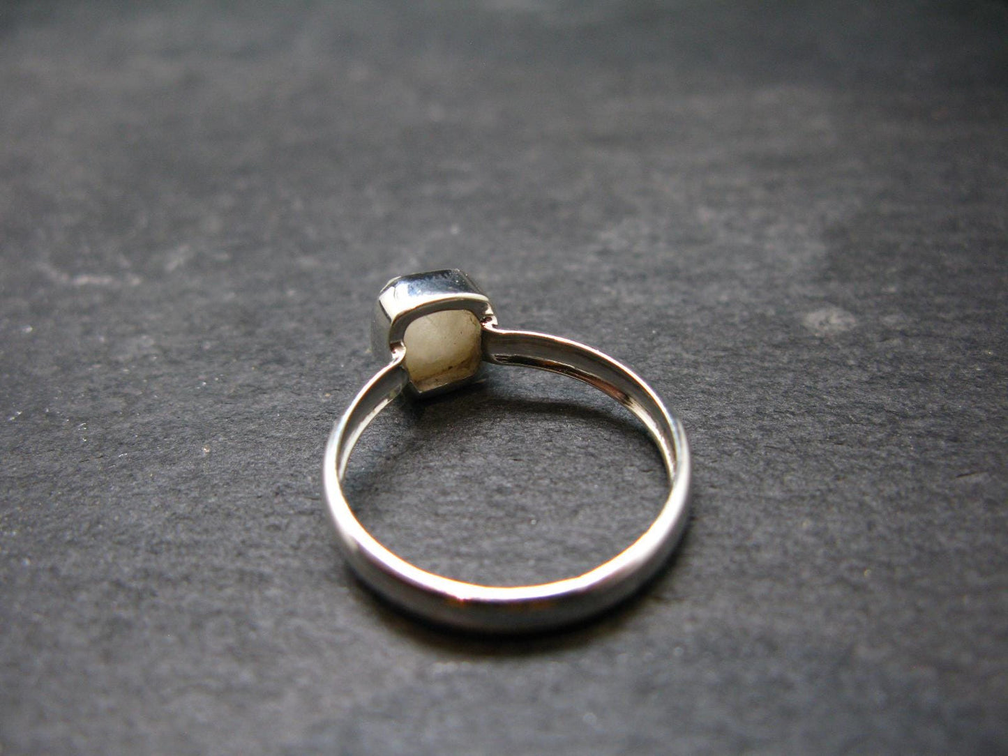 Very Rare White Cryolite 925 Silver Ring from Greenland - Size 8 - 2.0 Grams