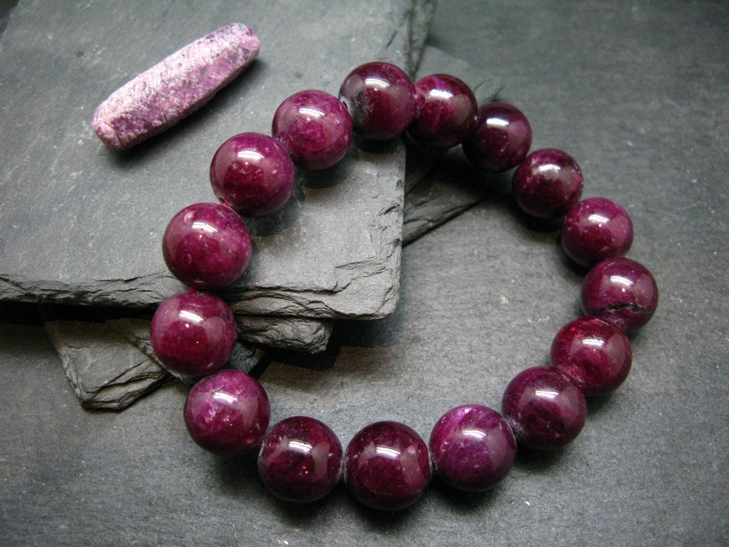 AAA Grade Ruby Genuine Bracelet ~ 8 Inches ~ 15mm Round Beads