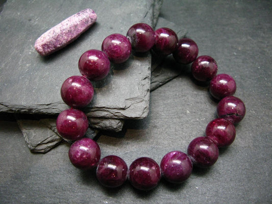 AAA Grade Ruby Genuine Bracelet ~ 8 Inches ~ 15mm Round Beads