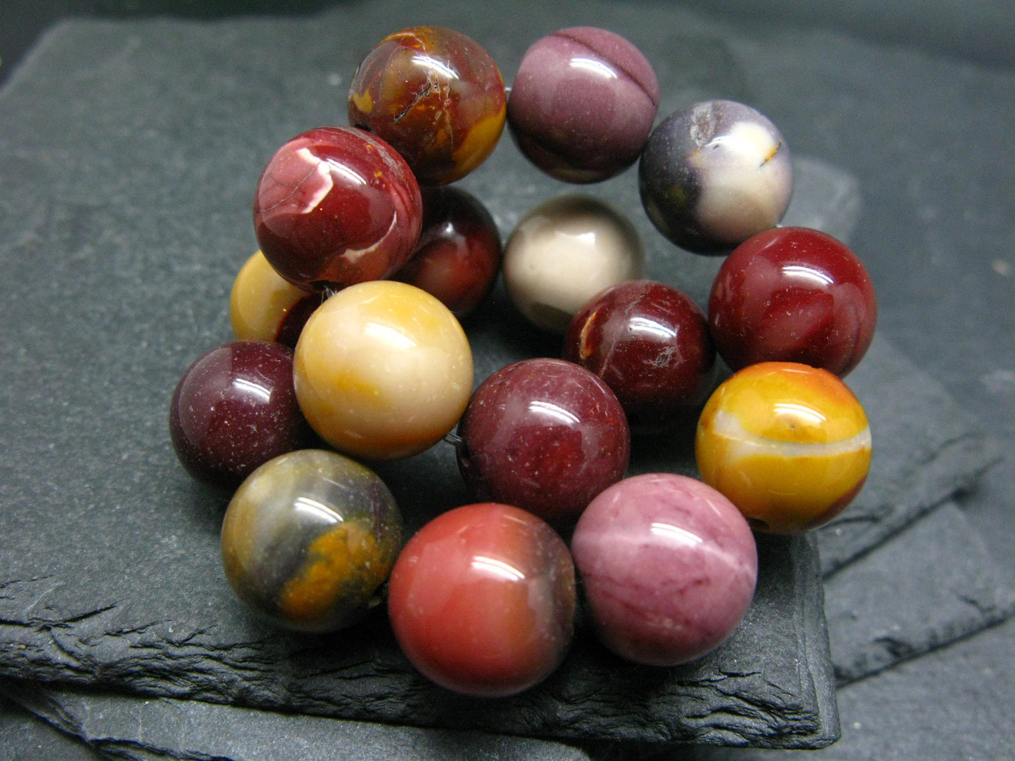 Mookaite Jasper Genuine Bracelet ~ 7 Inches ~ 12mm Round Beads