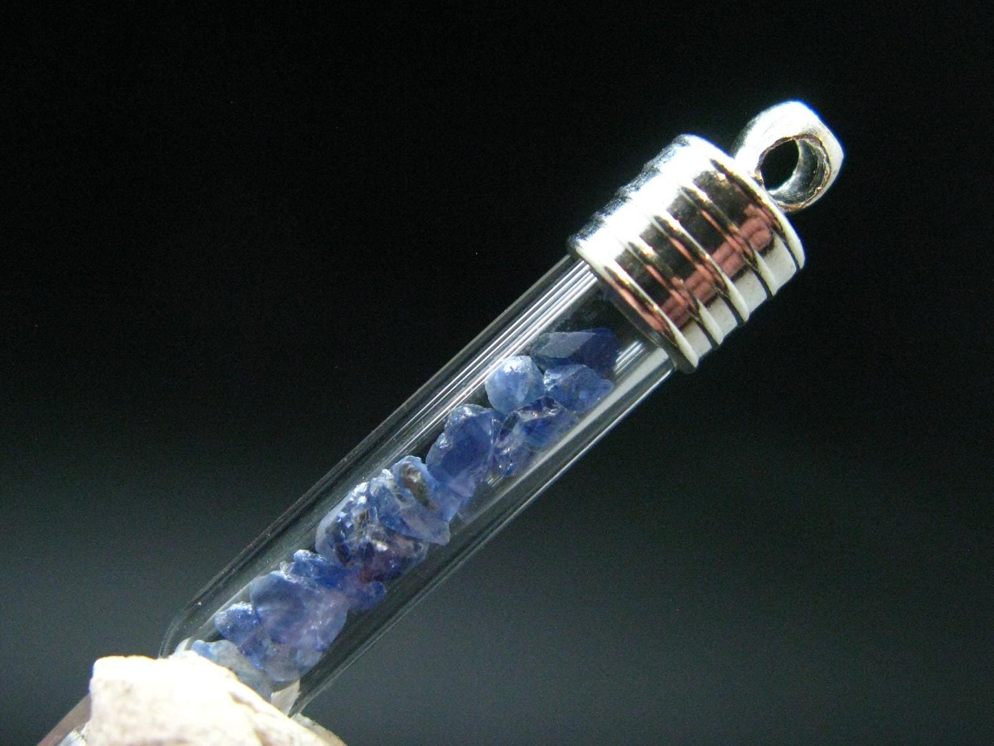 Rare Gem Benitoite Bottle Pendant From USA - 1.3"